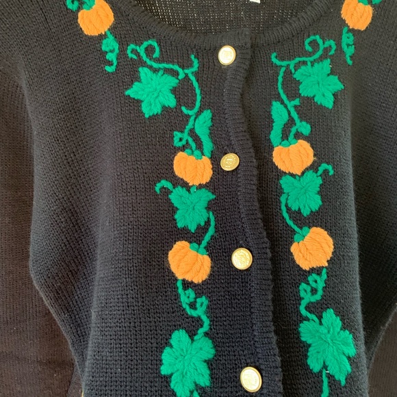 [SOLD ETSY] Vintage Pumpkin Halloween Cardigan - Picture 4 of 7